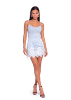 Babe  Satin Lace Mini Dress In Blue