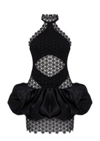 Fauve Lace Trimmed Satin Mini Dress In Black