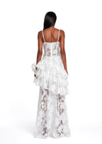 Ofira Sleeveless Layer Ruffle Maxi Dress In White