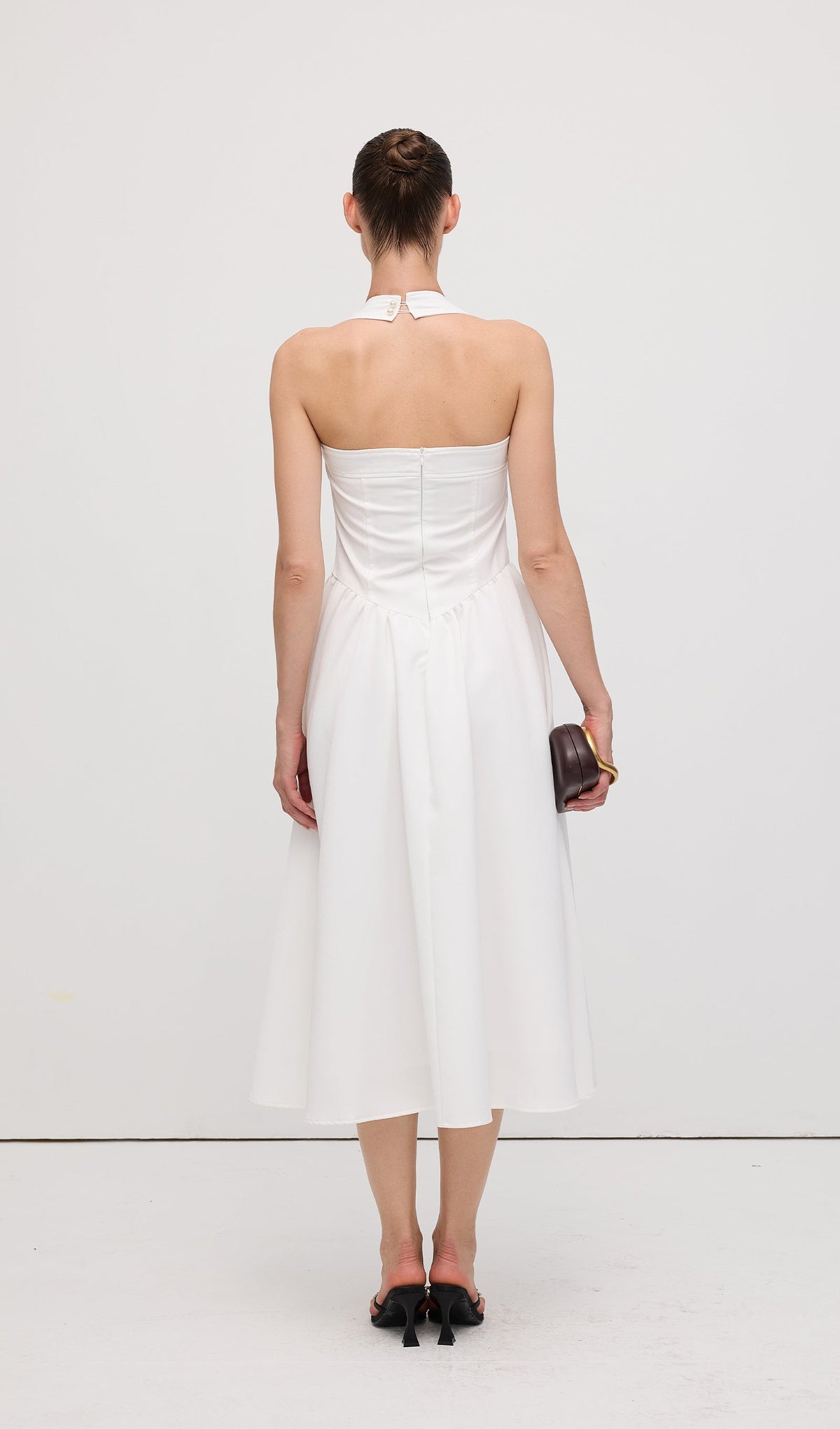 Solid Halter Midi Dress