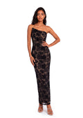 Yahir Strapless Lace Maxi Dress In Black