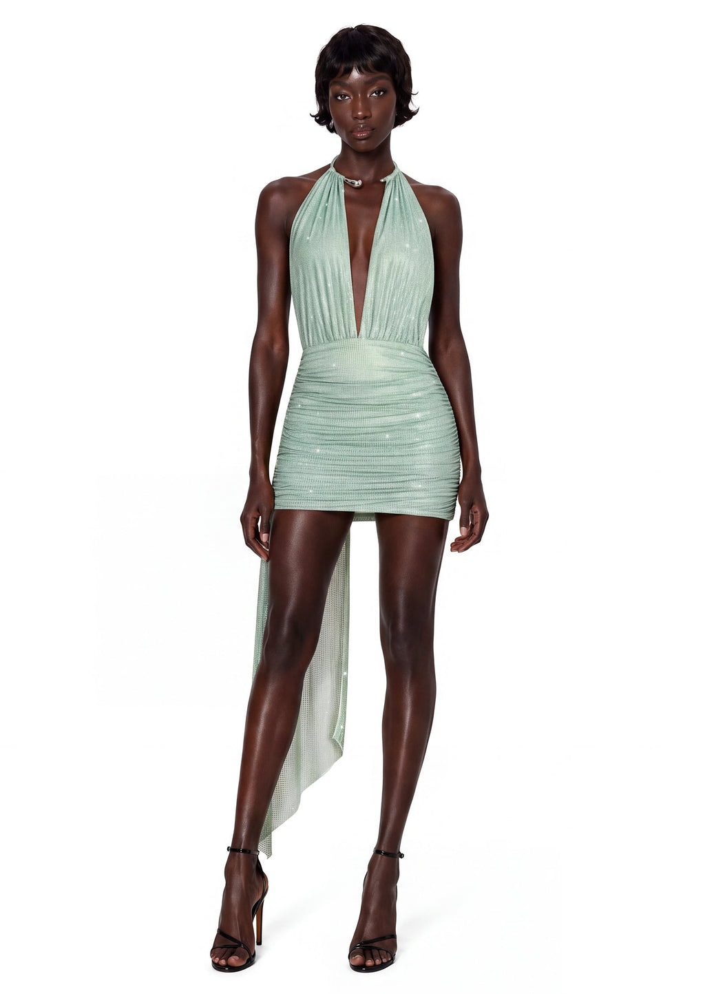 Obioma Sequin Mini Dress In Mint Green