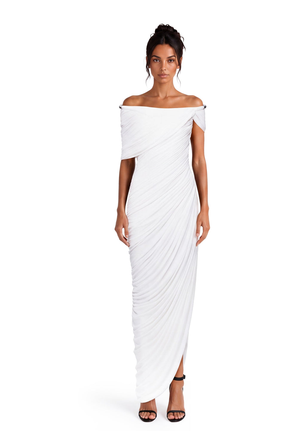 Mahima Off Shoulder Stretch Maxi Dress In White