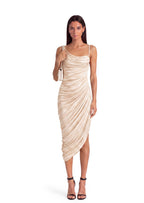 Mahin One Shoulder Pleated Midi Dress