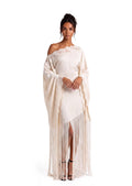 Minh Satin Lace Tassel Maxi Dress In White