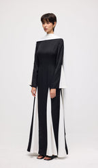 Knitted Triangular Inserts Maxi Dress In Black