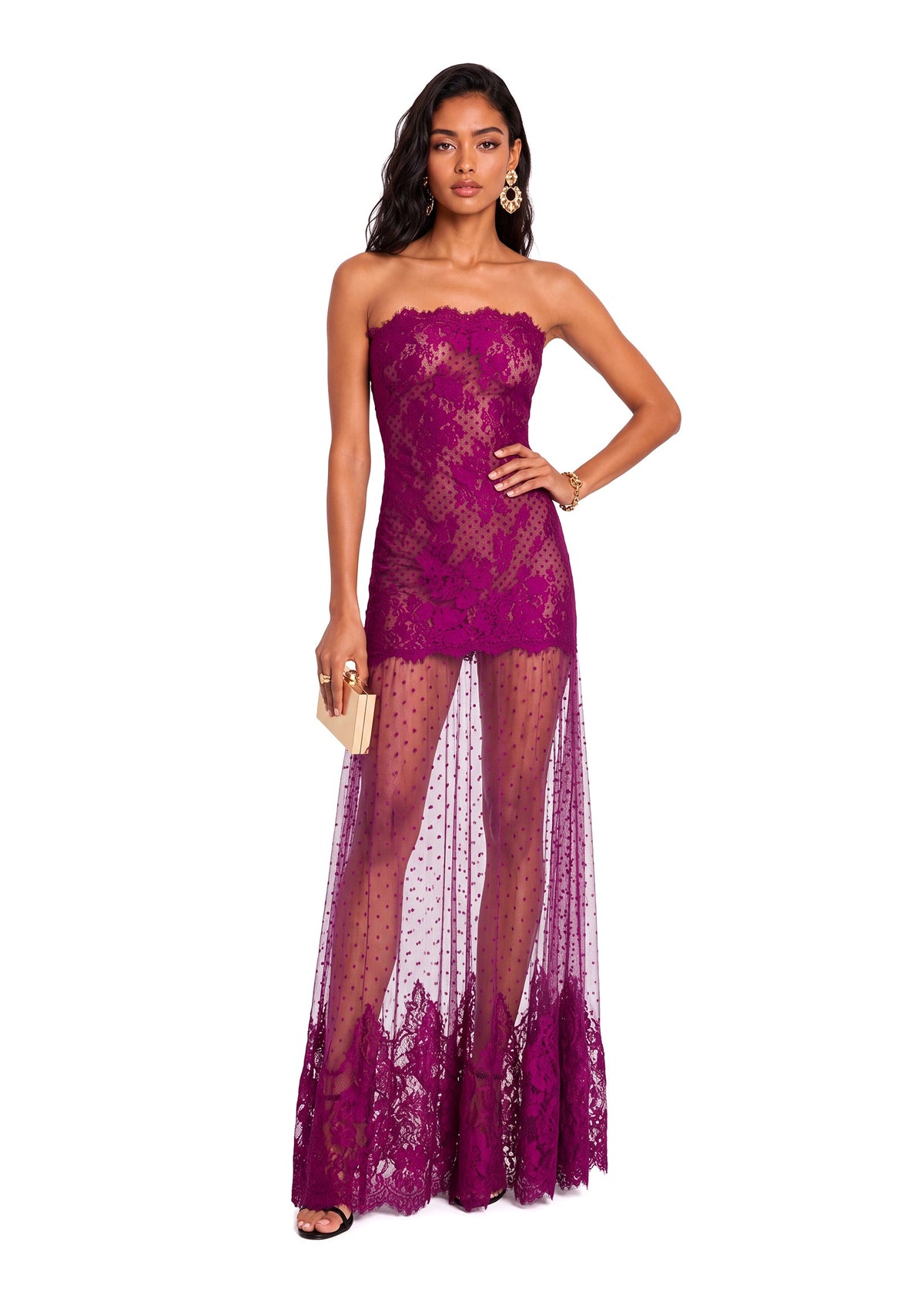 Habiba Strapless Lace Maxi Dress