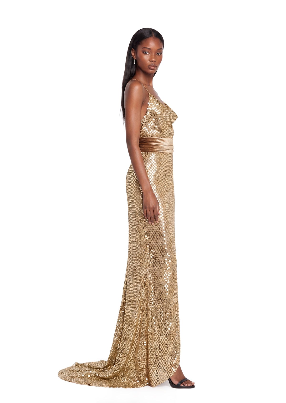 Dafina Open Back Sequined Maxi Dress
