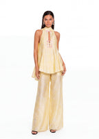 Abilyx Halter Top & Maxi Pants Set In Yellow