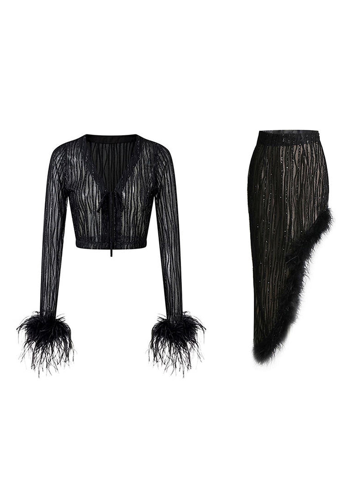 Nadim Long Sleeved Top & Skirt Fuzzy Matching Set