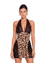 Daeira Halter Neck Lace Mini Dress