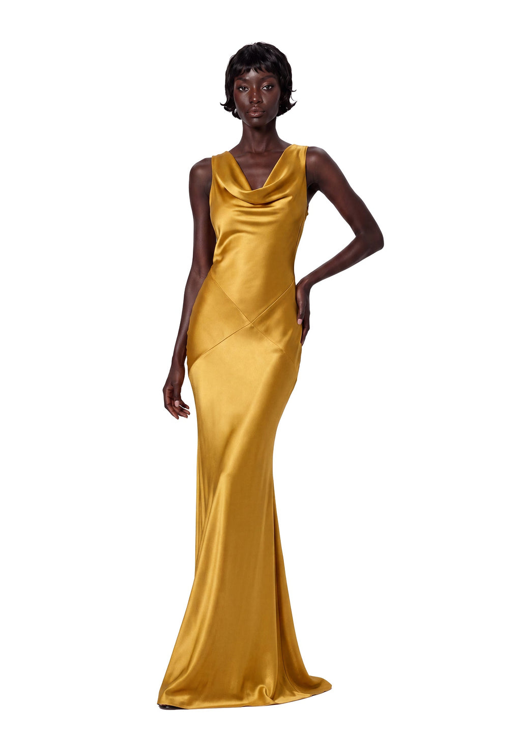 Tacita Satin Backless Maxi Dress In Gold