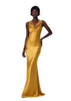 Tacita Satin Backless Maxi Dress In Gold
