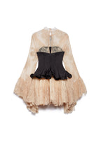 Raam Lace Satin Bell Sleeve Mini Dress