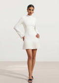 Mercy Pleated Hem Mock Neck Mini Dress