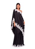 Cadfan Satin Lace Trim Skirt Set In Black