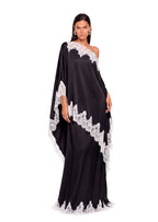 Cadfan Satin Lace Trim Skirt Set In Black