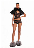 Xenos Hollow Out Maori Top & Shorts Lace Set