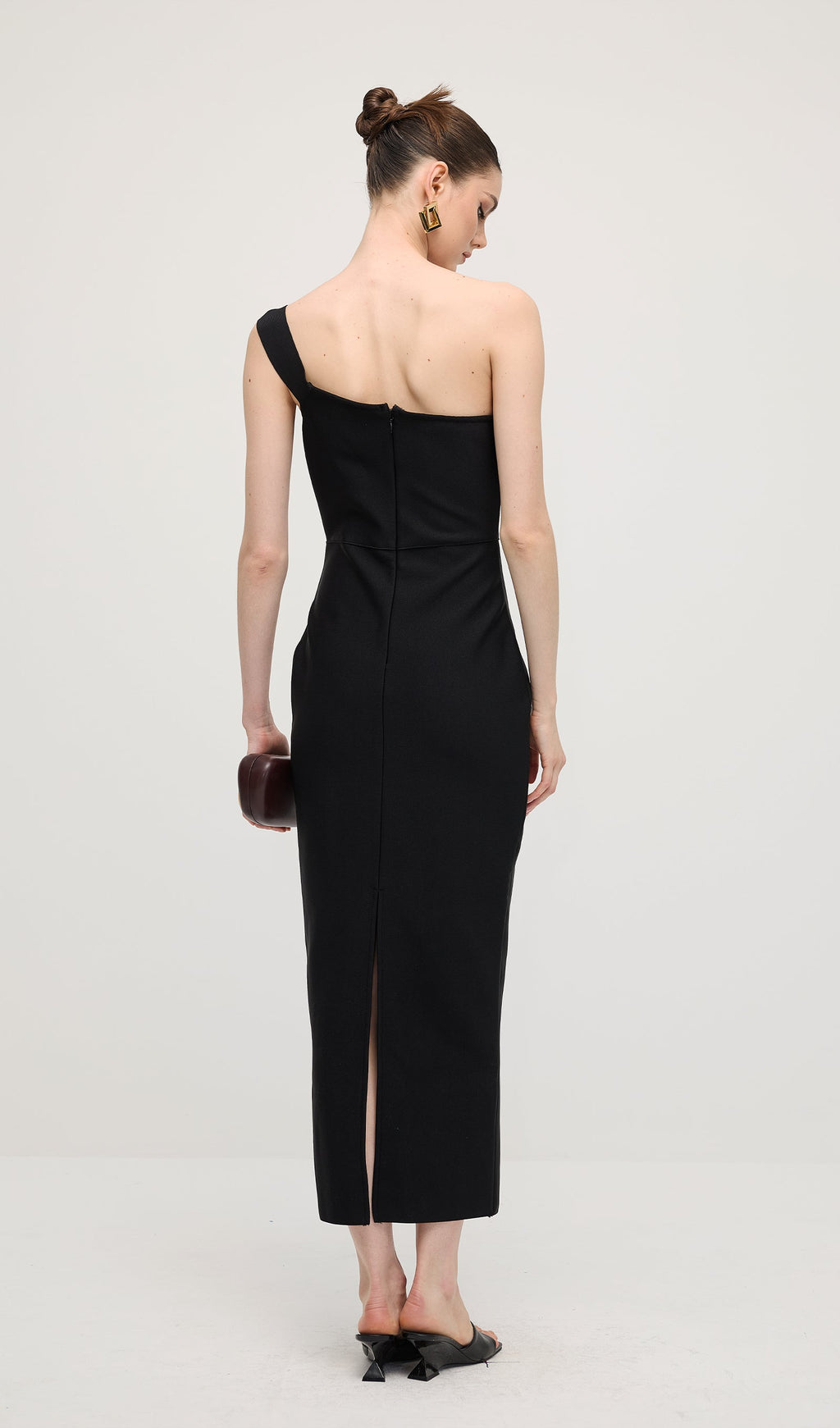 One Shoulder Rose Bodycon Maxi Dress