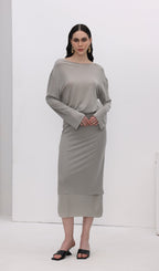 Long Sleeve Midi Skirt Two Piece Sets