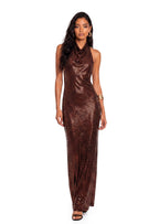 Beckett Rhinestones Racer Back Dress in Brown
