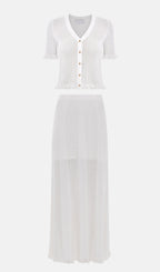 Openwork Jersey Maxi Skirt Sets In White