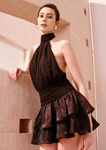 Halter Open Back Mini Dress In Black