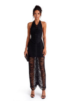 Duha Halter Neck Open Back Tassel Midi Dress