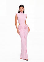 Adabella Gathering Cut Out Maxi Dress In Pink