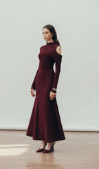 Solid Fitted Draped Maxi Dress