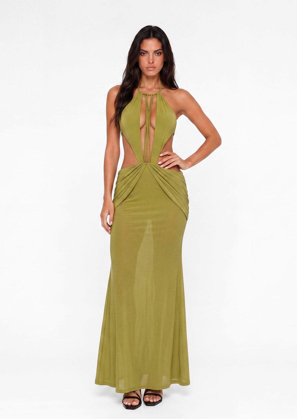 Caerwyn Draped Backless Maxi Dress