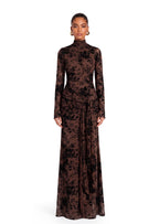 Wafa Velvet Maxi Dress In Brown