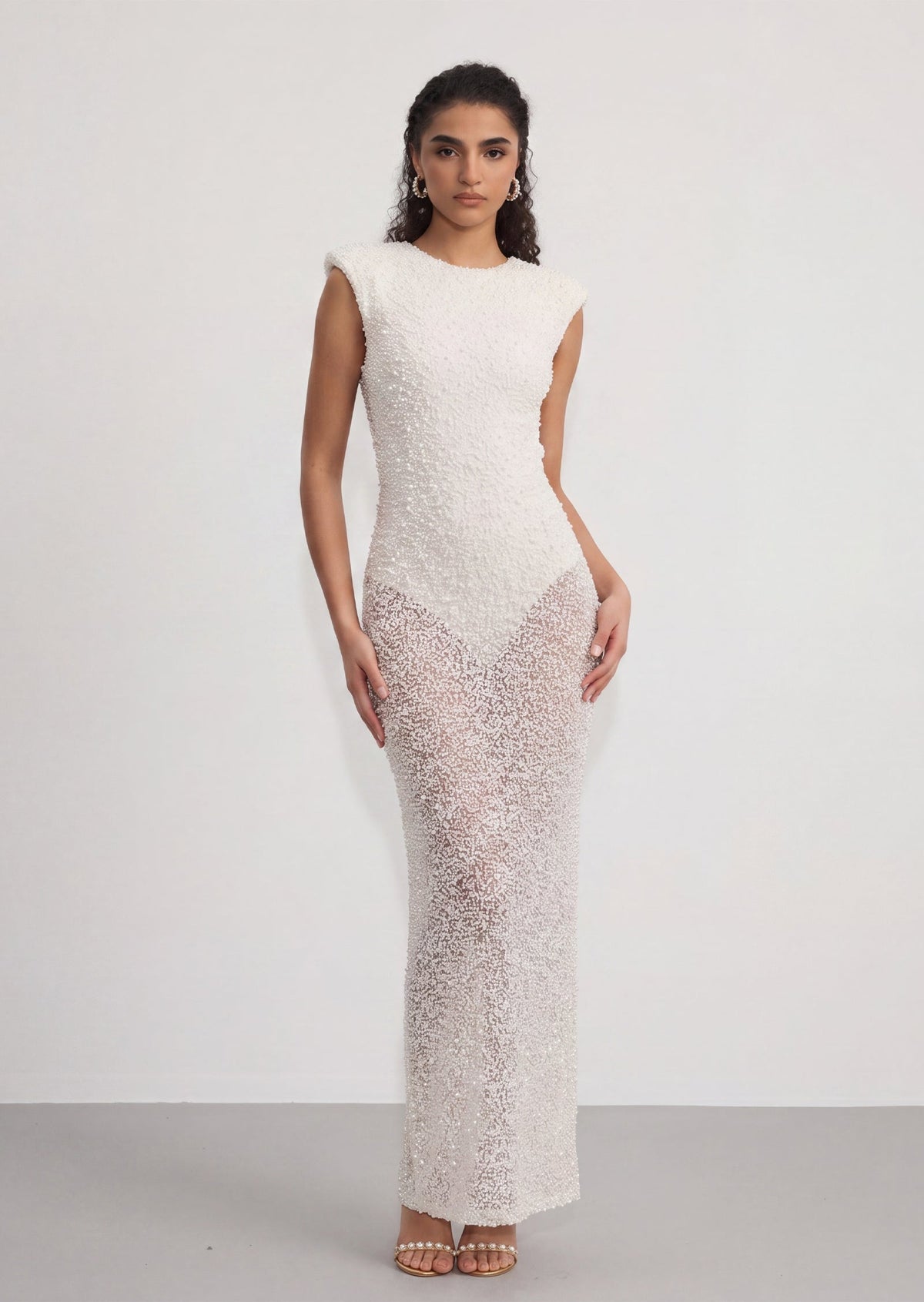 Cambya Sequined Maxi Dress In White