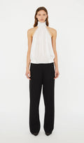 Solid Pintucked Halter Top