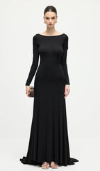 Jersey Open Back Maxi Dress In Black