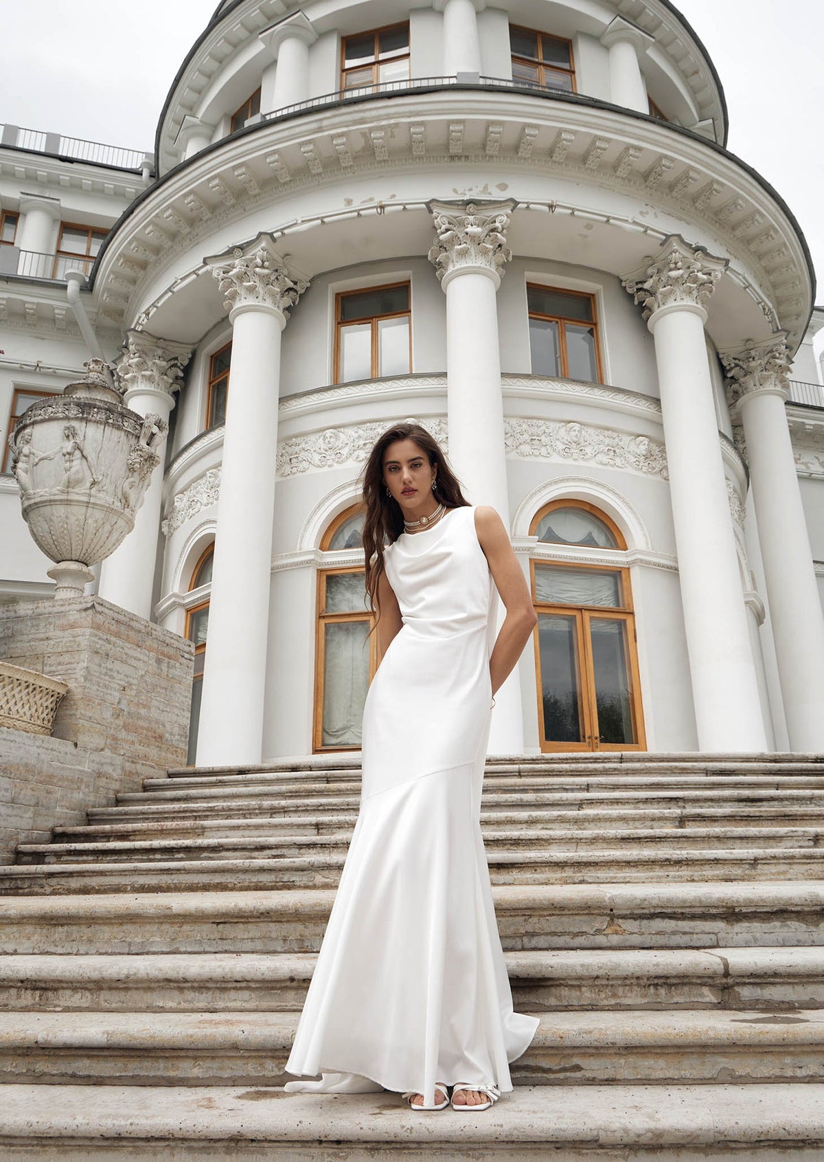 Solid Satin Flared Maxi Dress