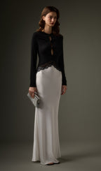 Open Twist Lace Maxi Dress In Black White