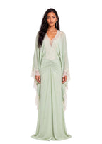 Sabian Lace Bell Sleeve Maxi Dress In Green