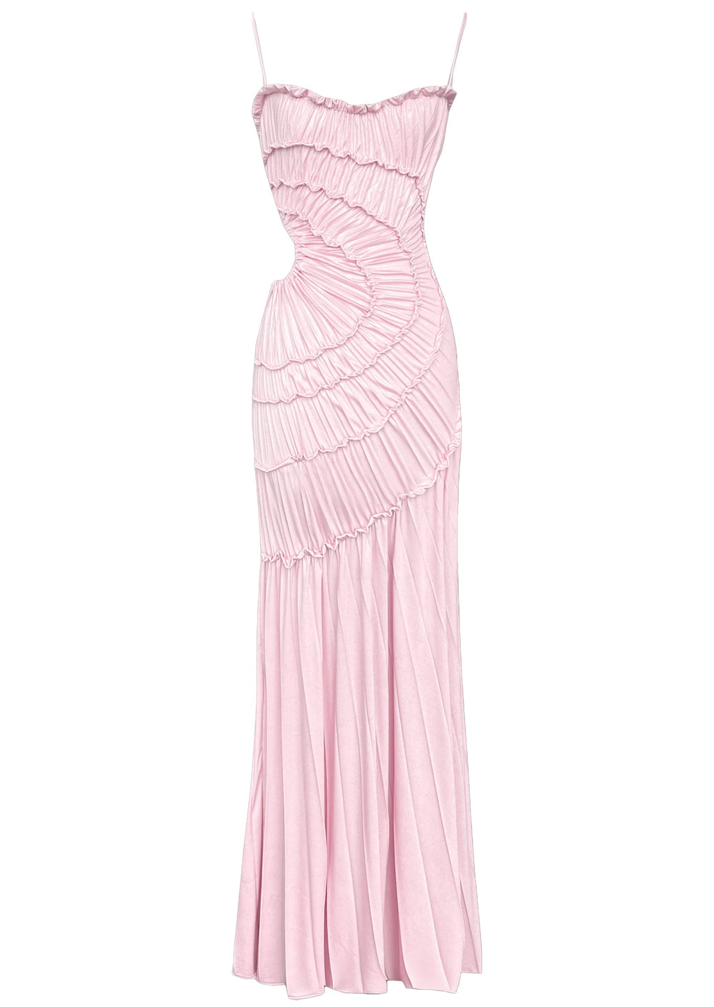 Laasya Sleeveless Satin Maxi Dress In Pink