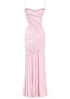 Laasya Sleeveless Satin Maxi Dress In Pink