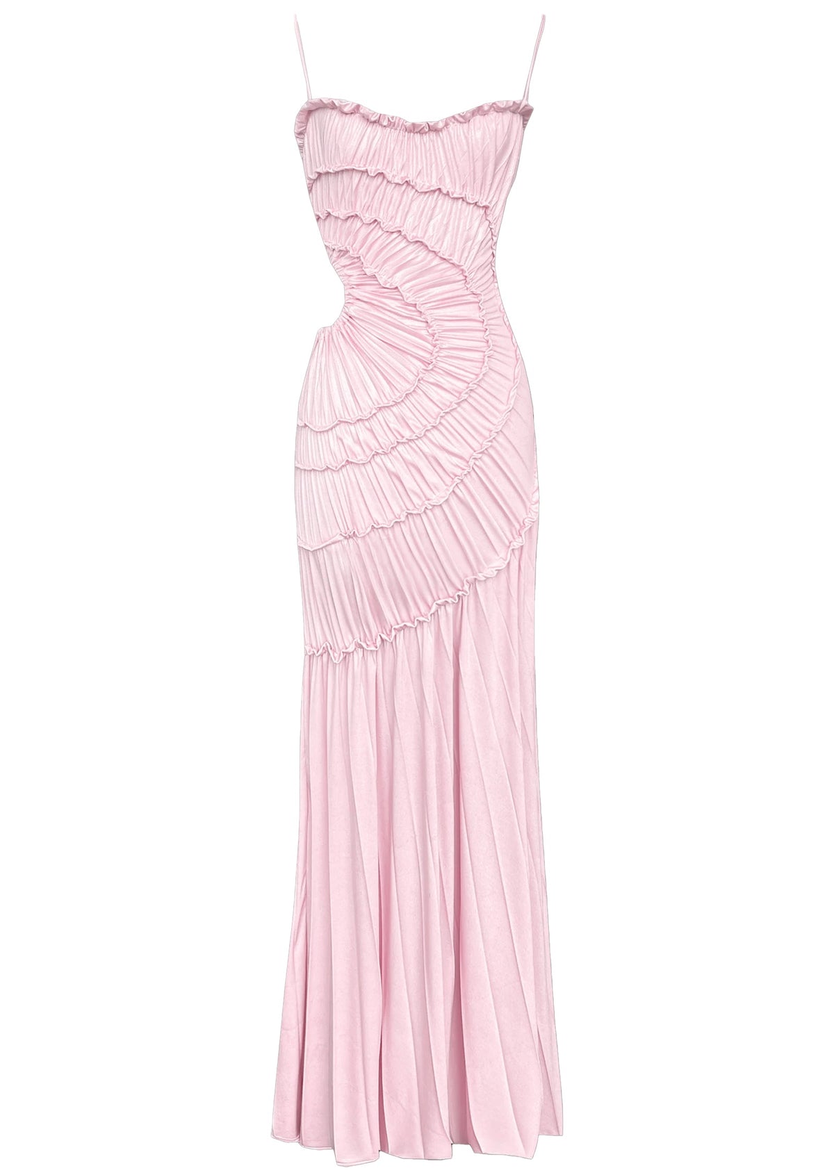 Laasya Sleeveless Satin Maxi Dress In Pink