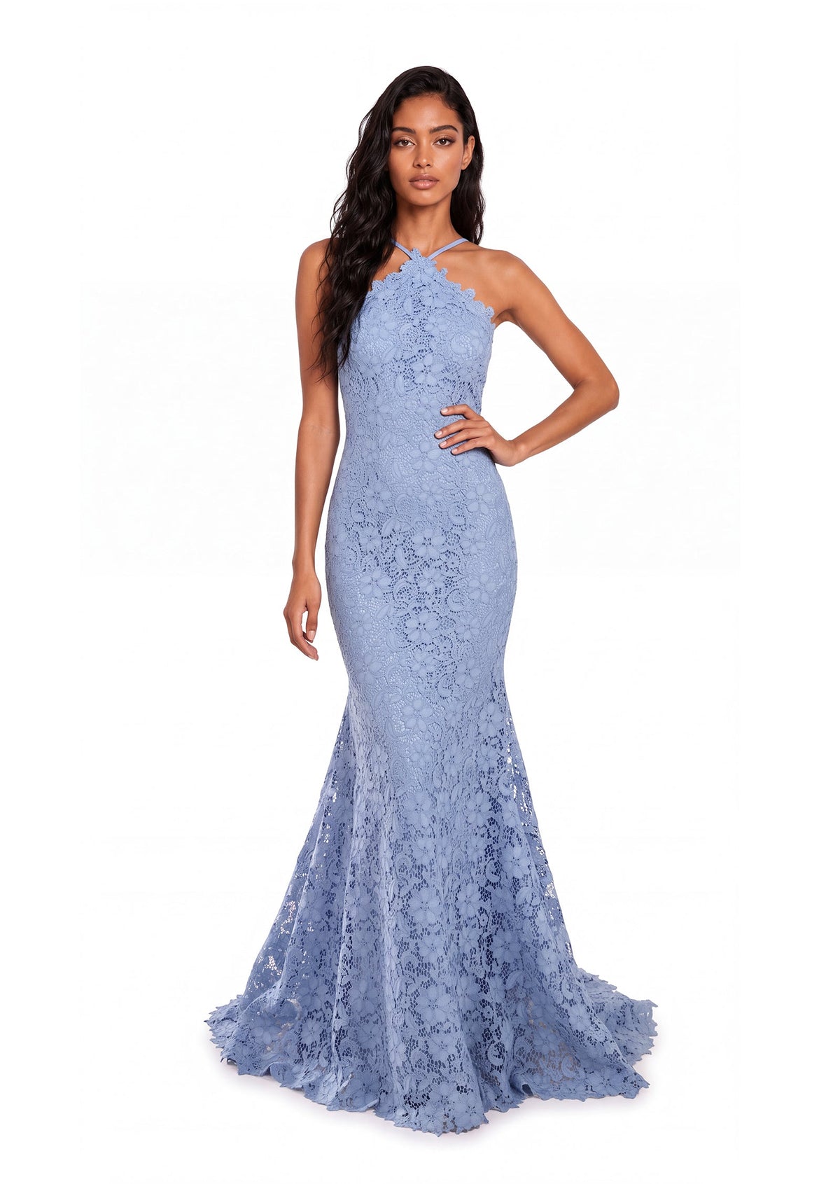 Oafe Halter Neck Lace Maxi Dress