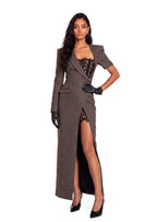 Zaltana Lace-Trimmed Slit Midi Dress