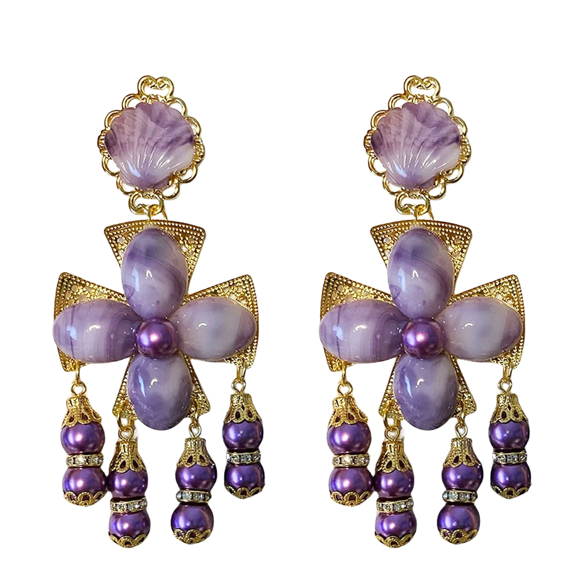 Eckhart Floral Cross Stud Earrings