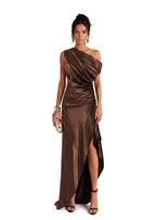 Zafar Slit Maxi Dress In Brown