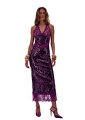 Julieta Sequin Lace Midi Dress In Purple