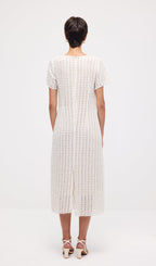 Short Sleeve Crochet Midi Dress