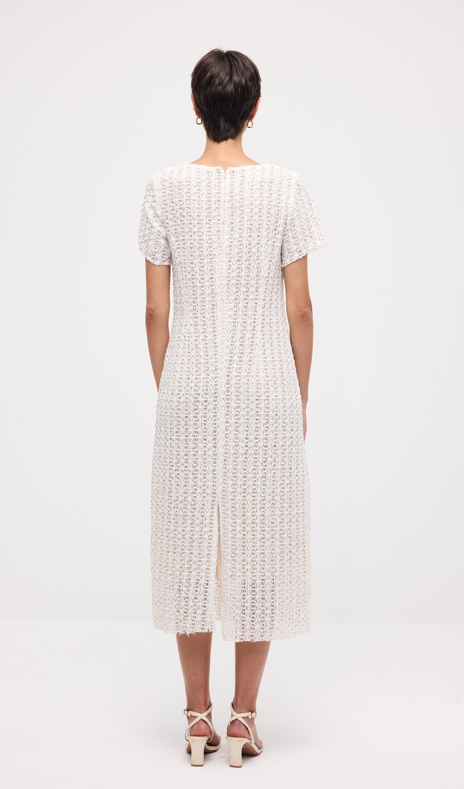 Short Sleeve Crochet Midi Dress