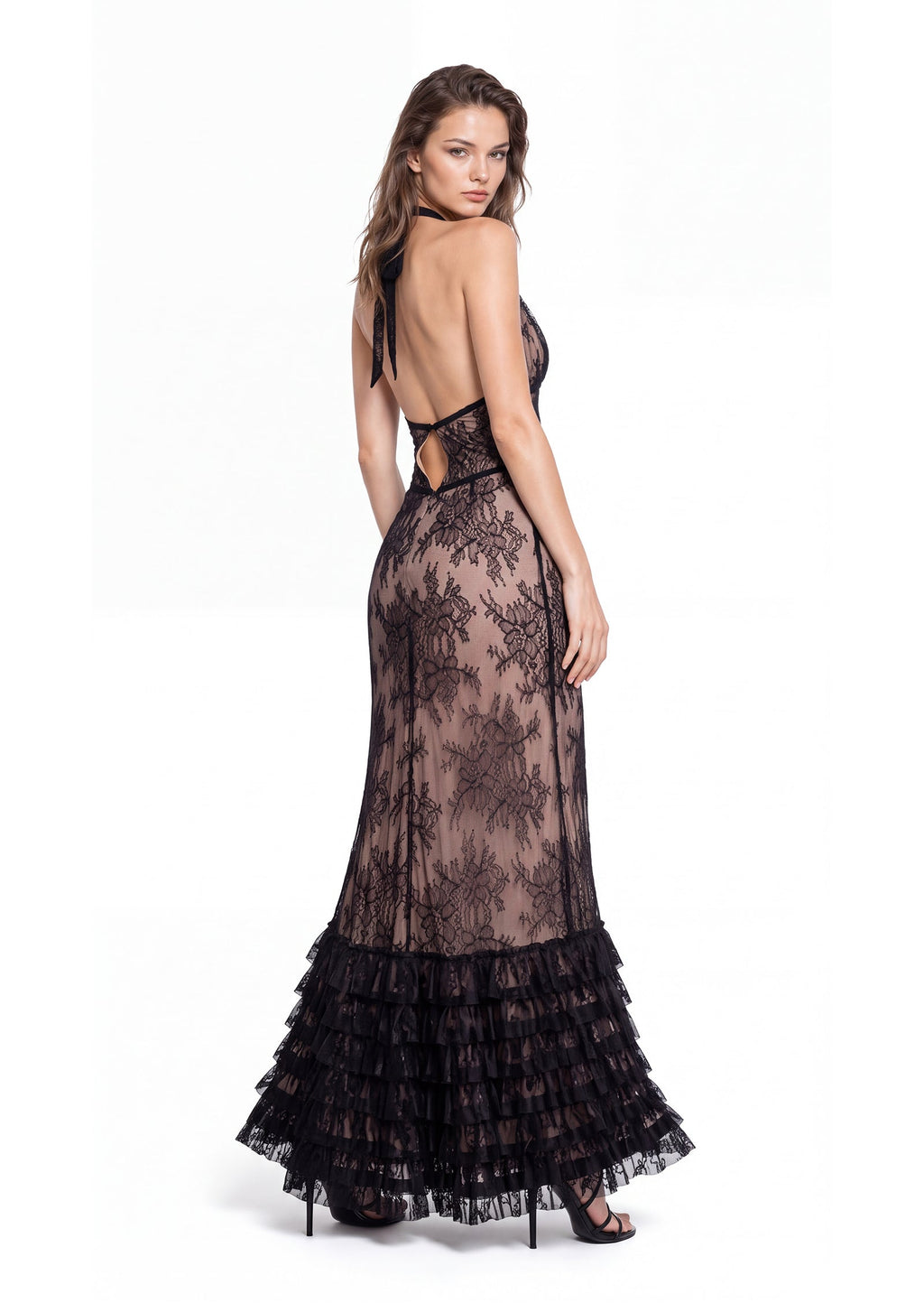 Laird Lace Halter Neck Maxi Dress