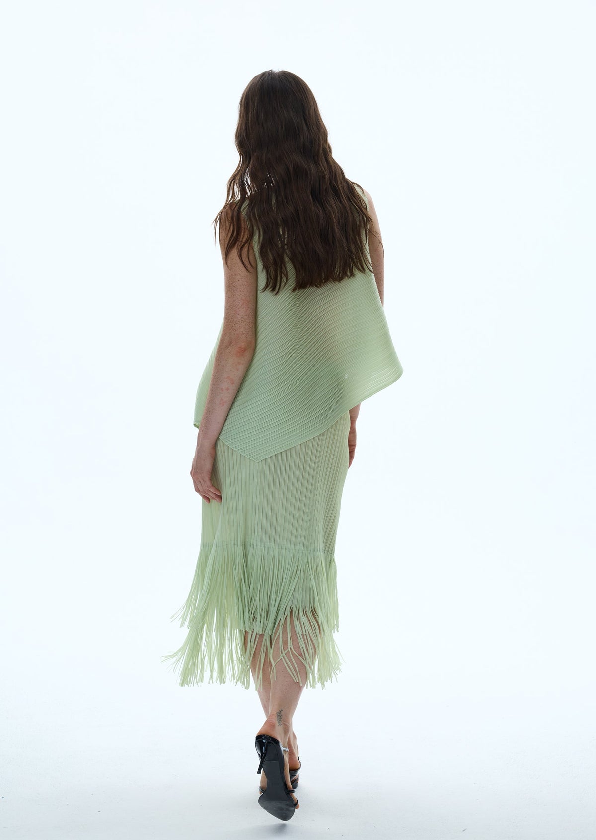 Nadav Stretch Top & Midi Skirt In Light Green